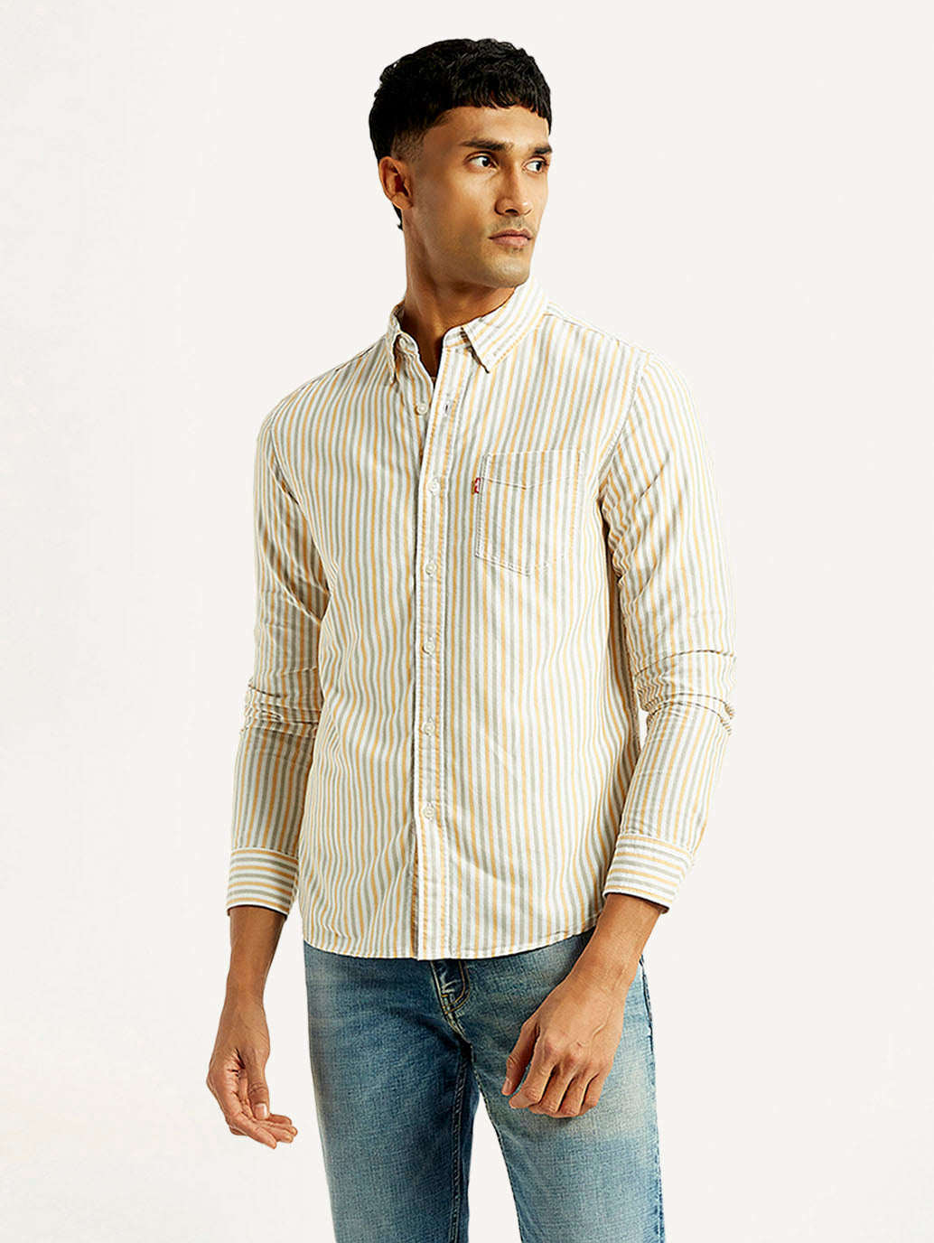 Men's Striped Slim Fit Oxford Shirt
