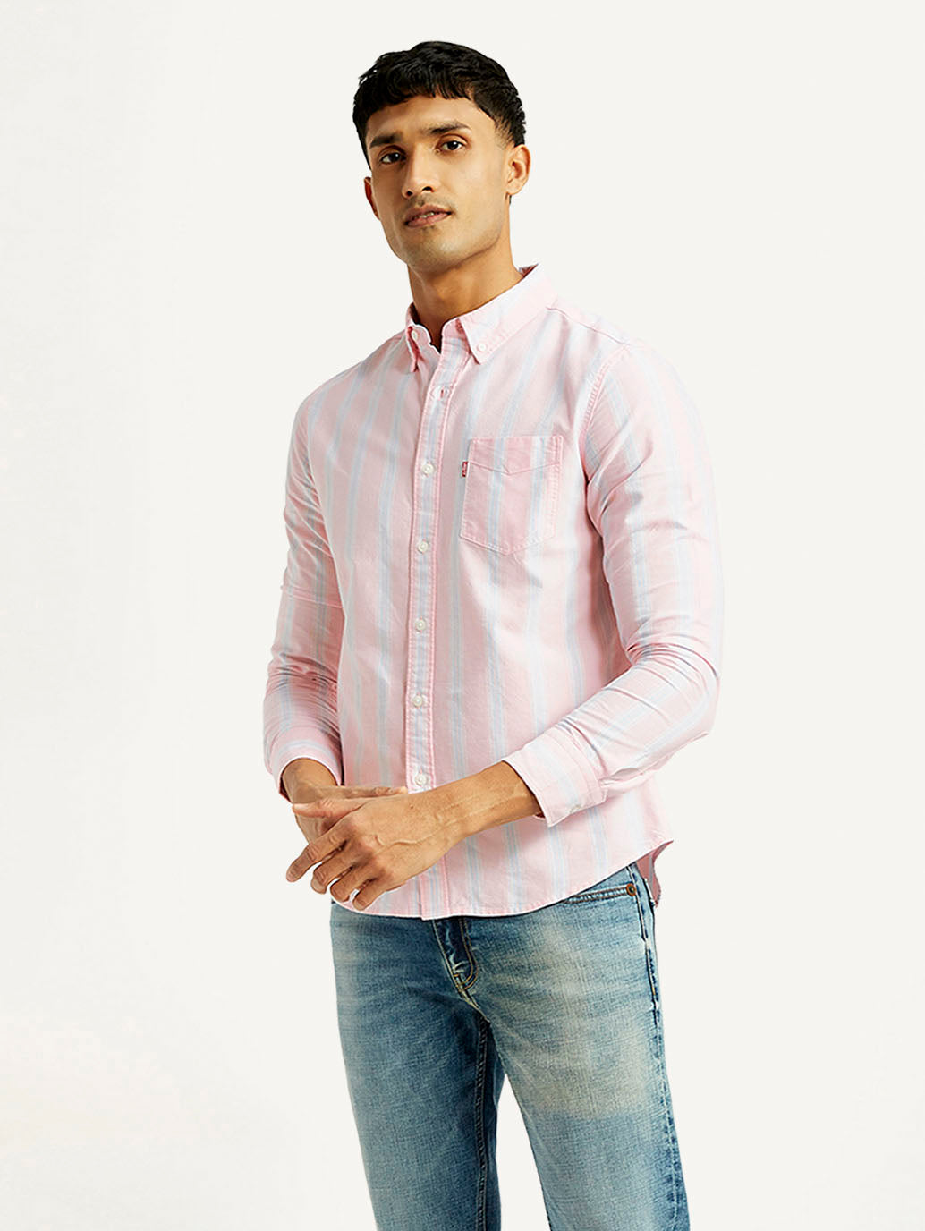 Men's Striped Slim Fit Oxford Shirt