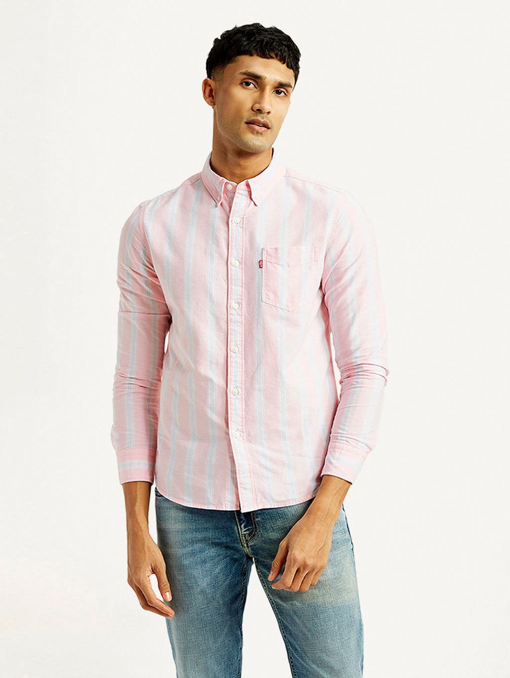 Men's Striped Slim Fit Oxford Shirt
