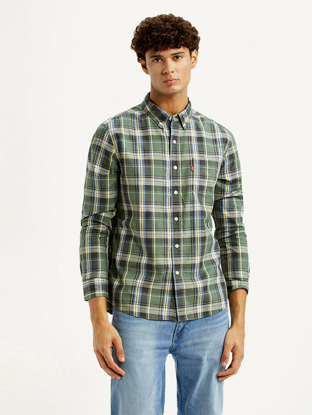 Men's Checkered Green Slim Fit Shirt