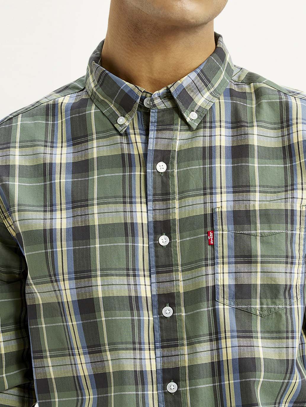 Men's Checkered Green Slim Fit Shirt