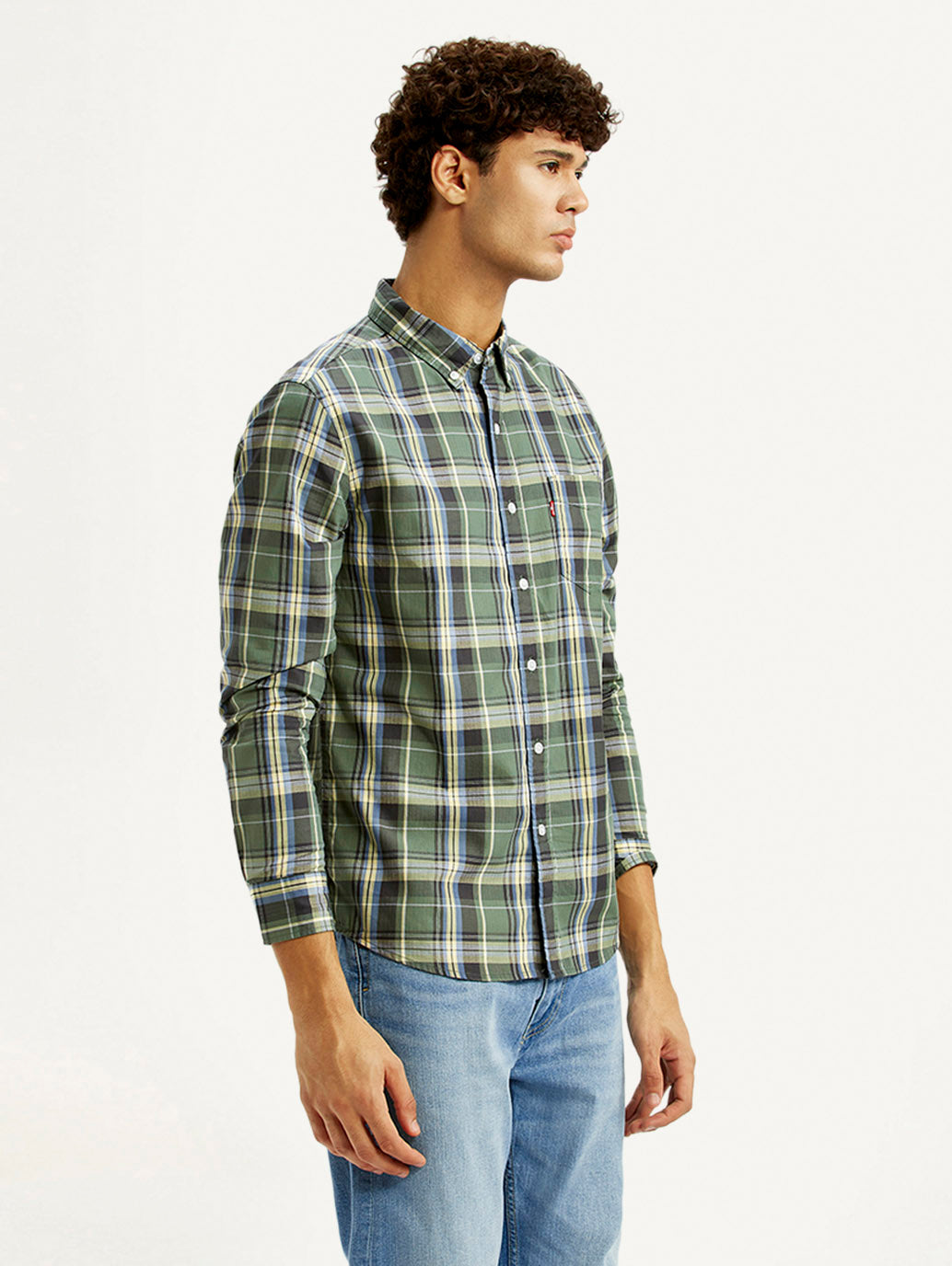 Men's Checkered Green Slim Fit Shirt