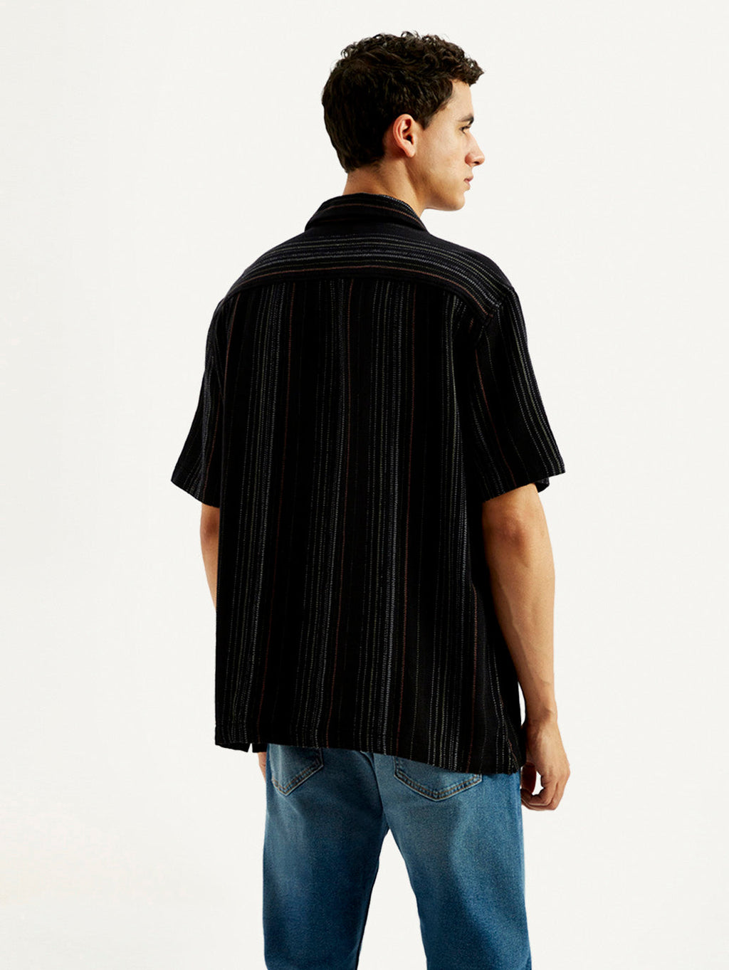 Men's Striped Relaxed Fit Resort Collar Shirt
