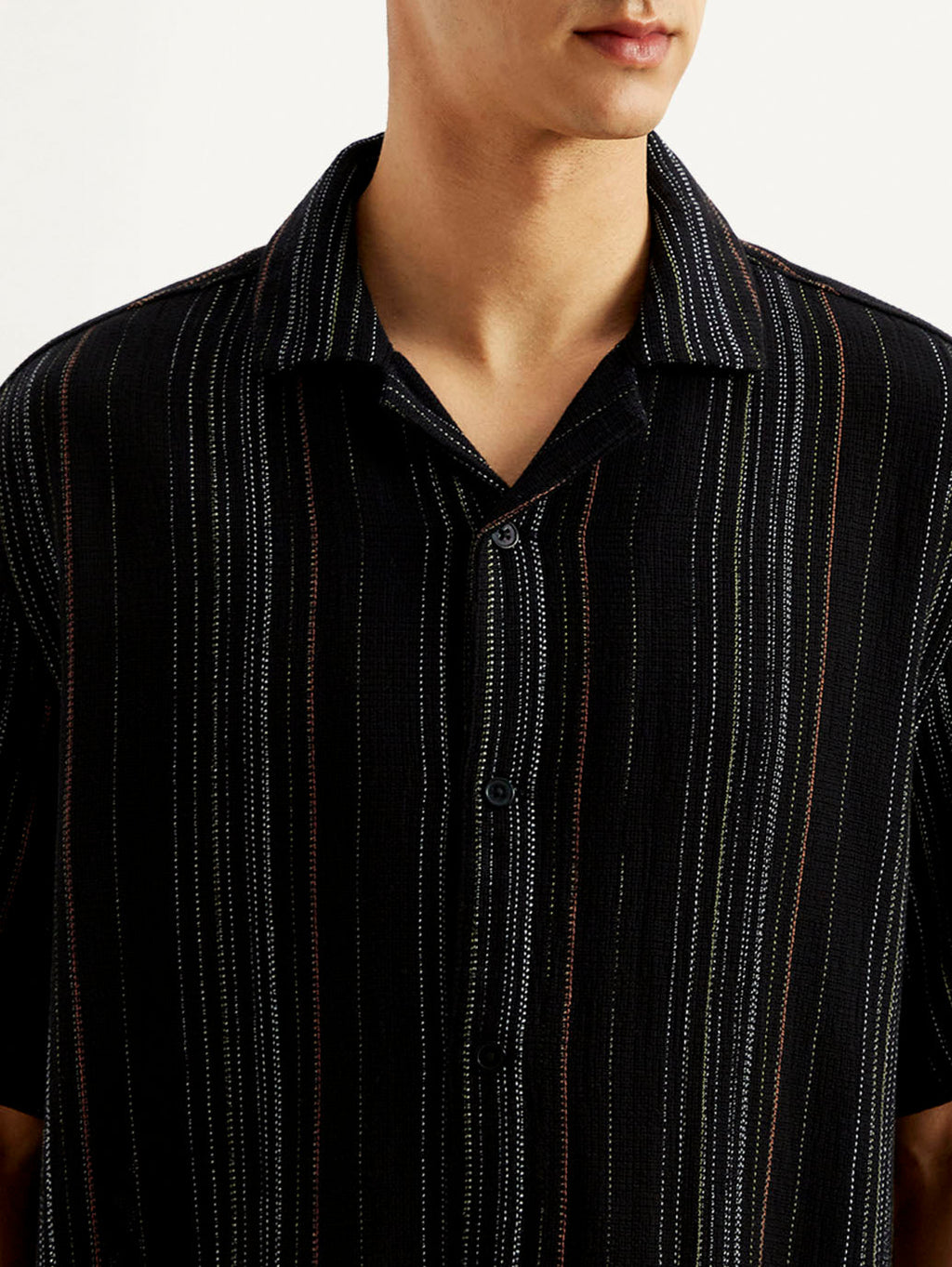 Men's Striped Relaxed Fit Resort Collar Shirt