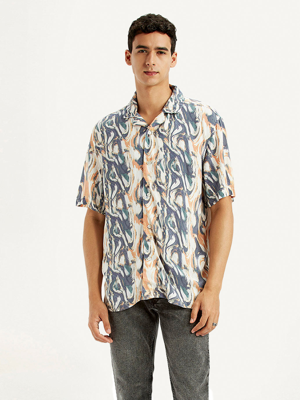 Men's All Over Print Multi Color Relaxed Fit Camp Shirt