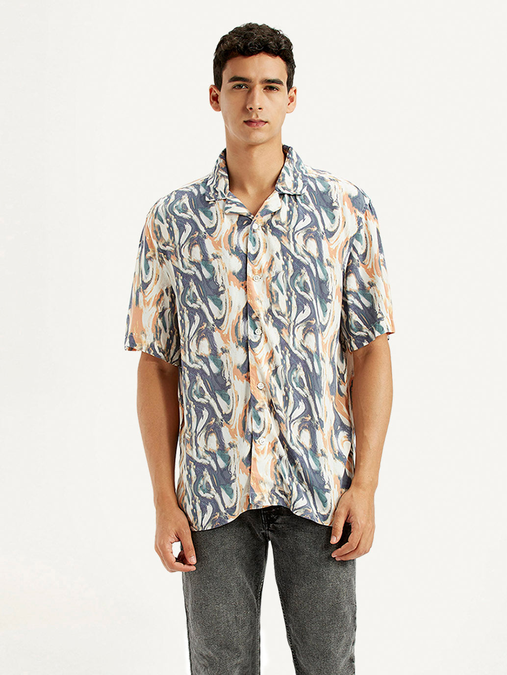 Men's All Over Print Multi Color Relaxed Fit Camp Shirt