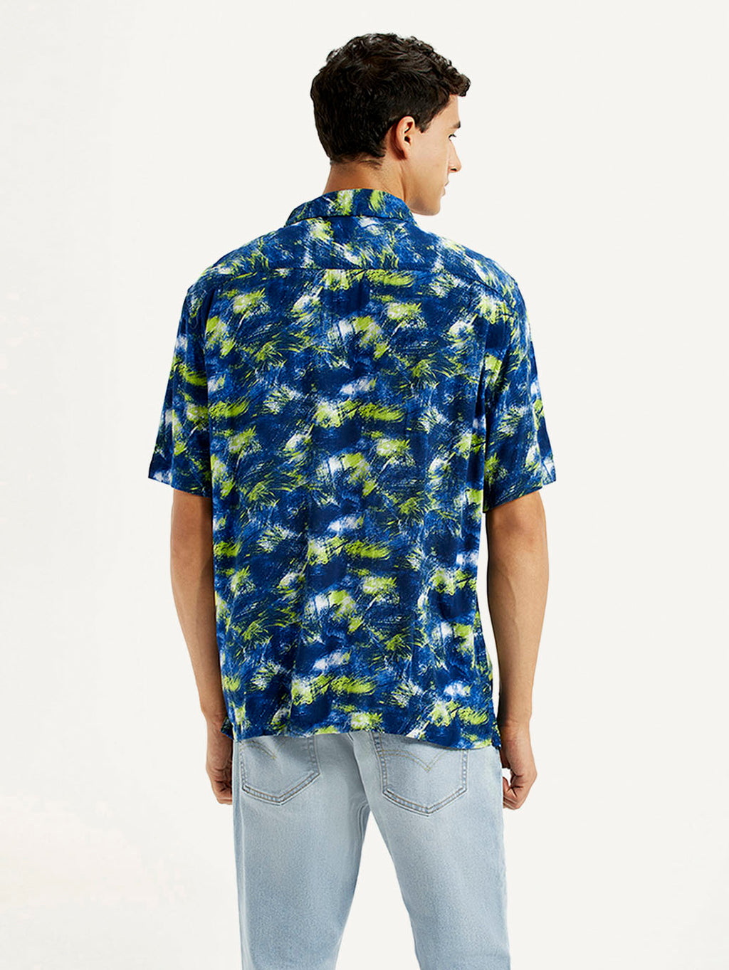 Men's Abstract Multi Color Relaxed Fit Camp Shirt