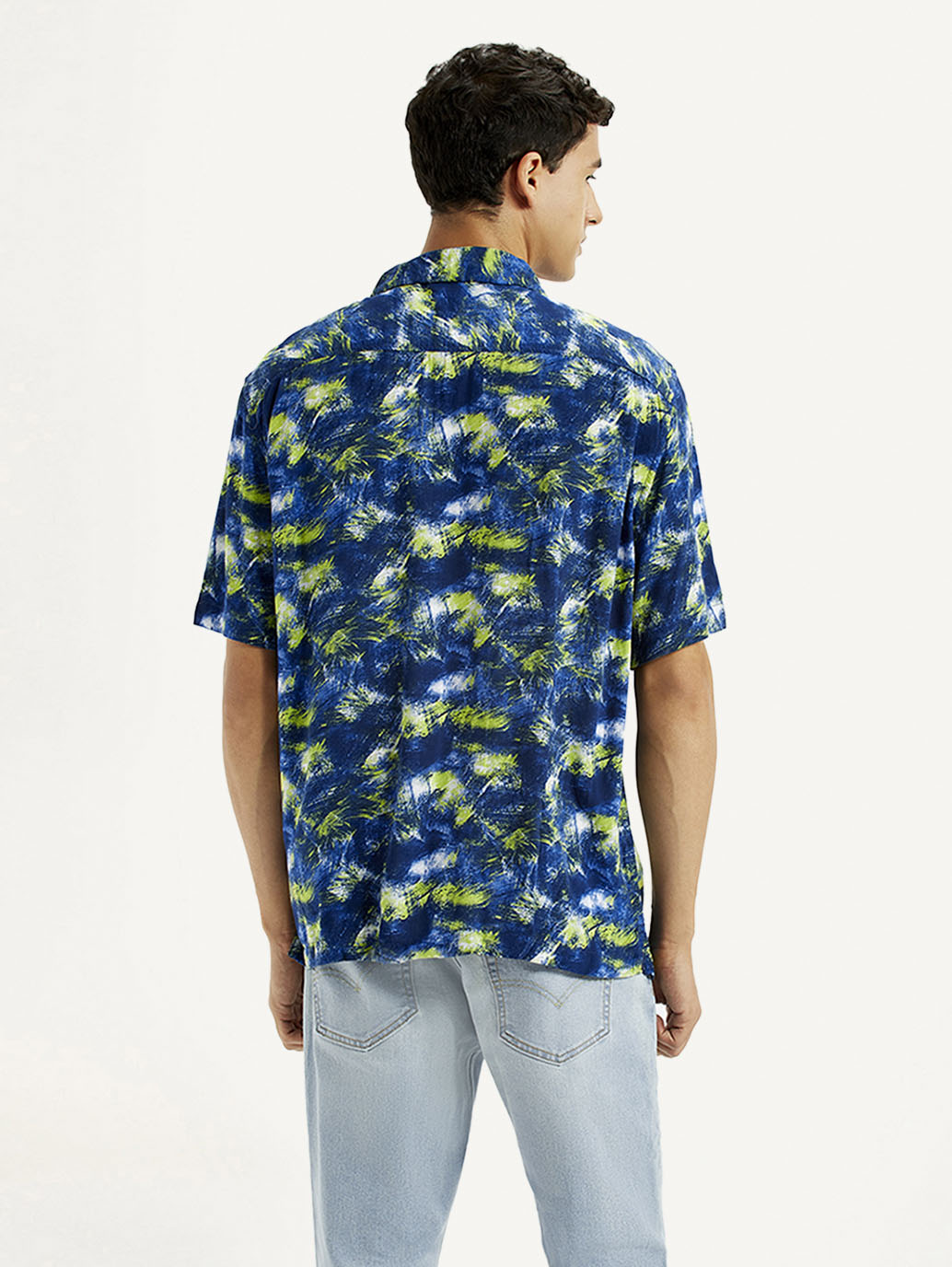Men's Abstract Multi Color Relaxed Fit Camp Shirt