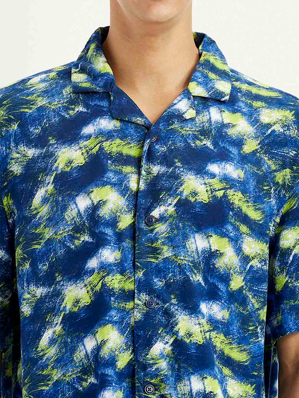 Men's Abstract Multi Color Relaxed Fit Camp Shirt