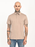 Men's Solid Beige Slim Fit Polo T-shirt