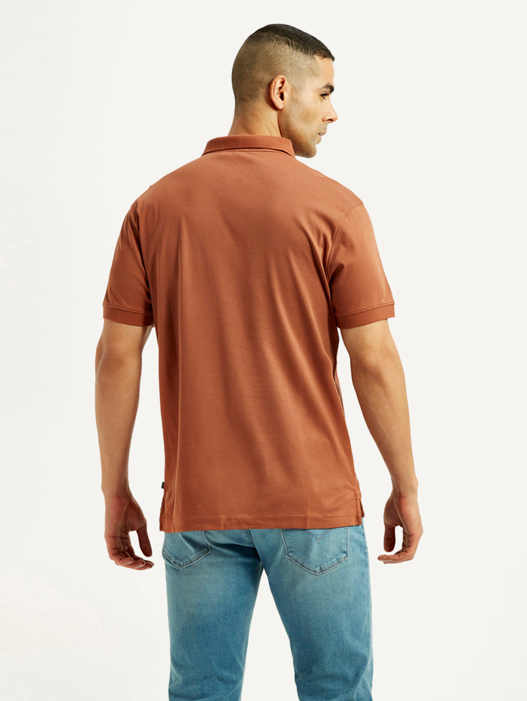 Men's Solid Rust Slim Fit Polo T-shirt