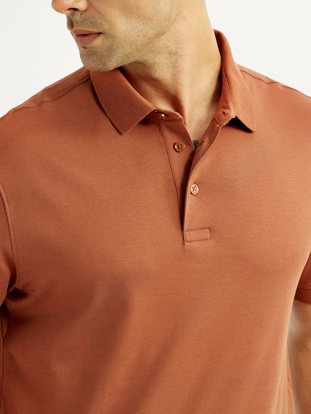 Men's Solid Rust Slim Fit Polo T-shirt