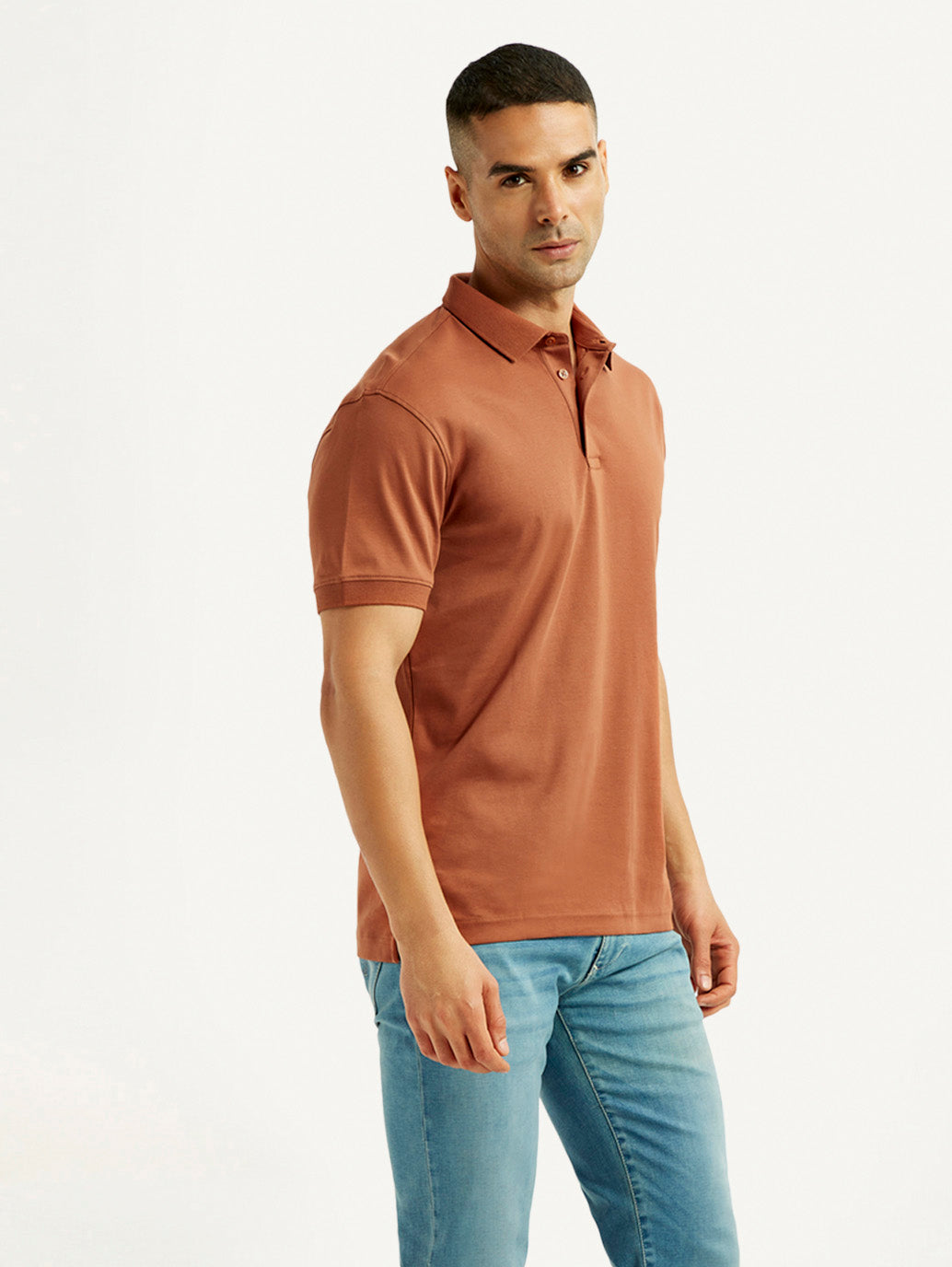 Men's Solid Rust Slim Fit Polo T-shirt