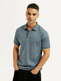 Men's Solid Blue Slim Fit Polo T-shirt
