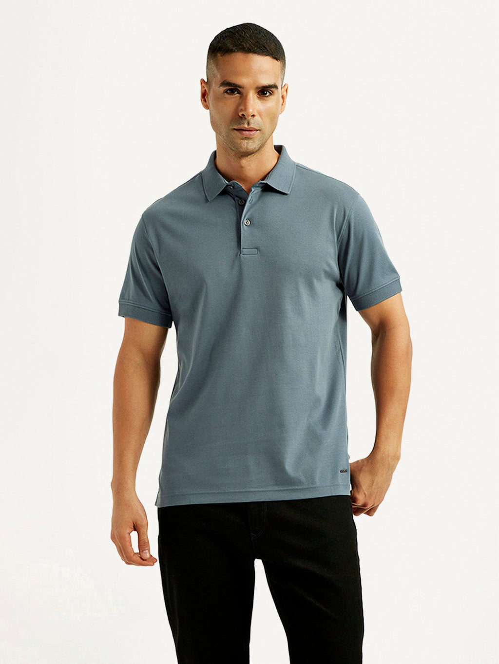 Men's Solid Blue Slim Fit Polo T-shirt