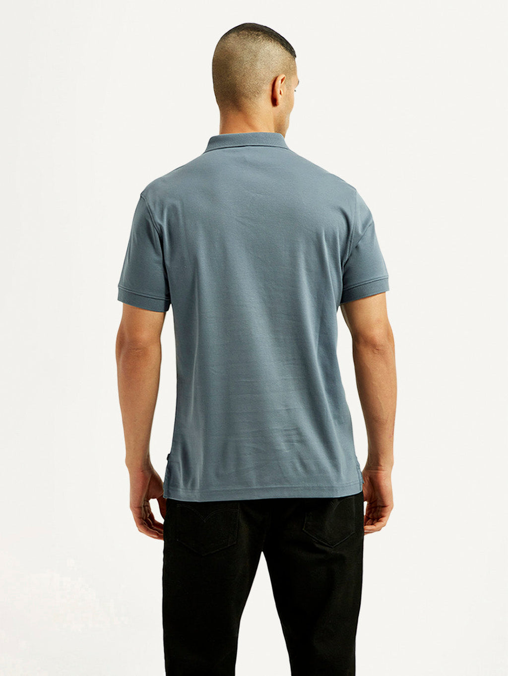 Men's Solid Blue Slim Fit Polo T-shirt