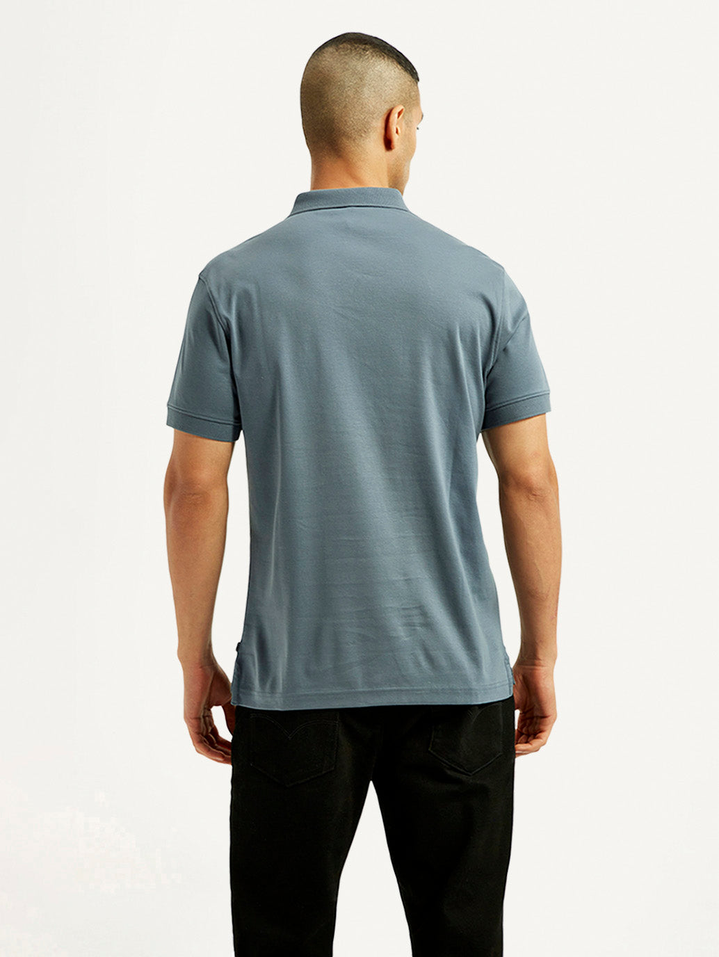 Men's Solid Blue Slim Fit Polo T-shirt