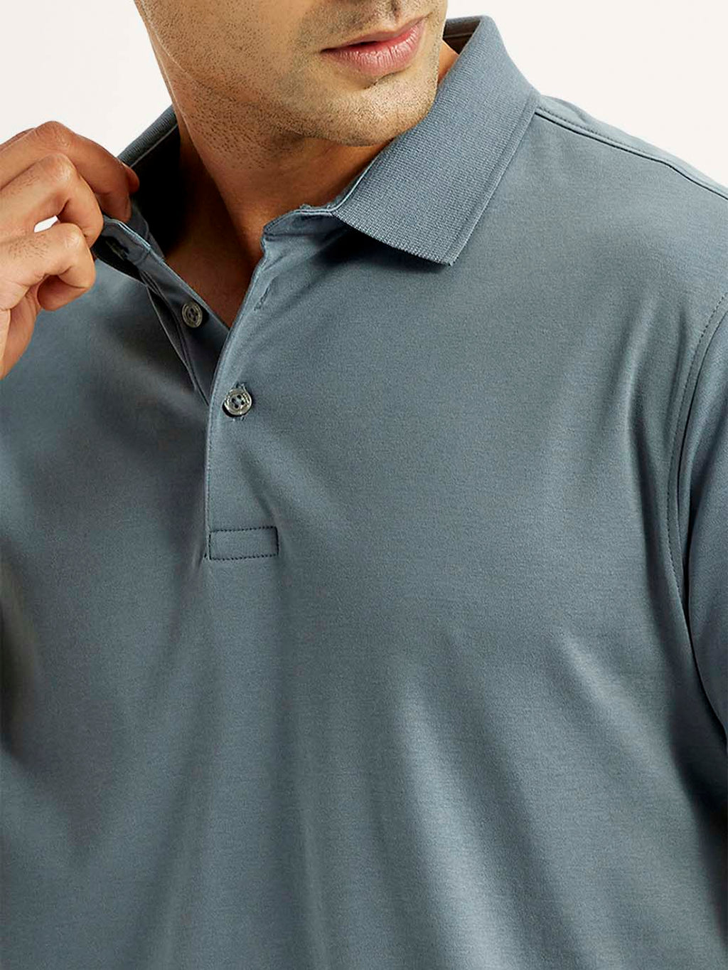 Men's Solid Blue Slim Fit Polo T-shirt