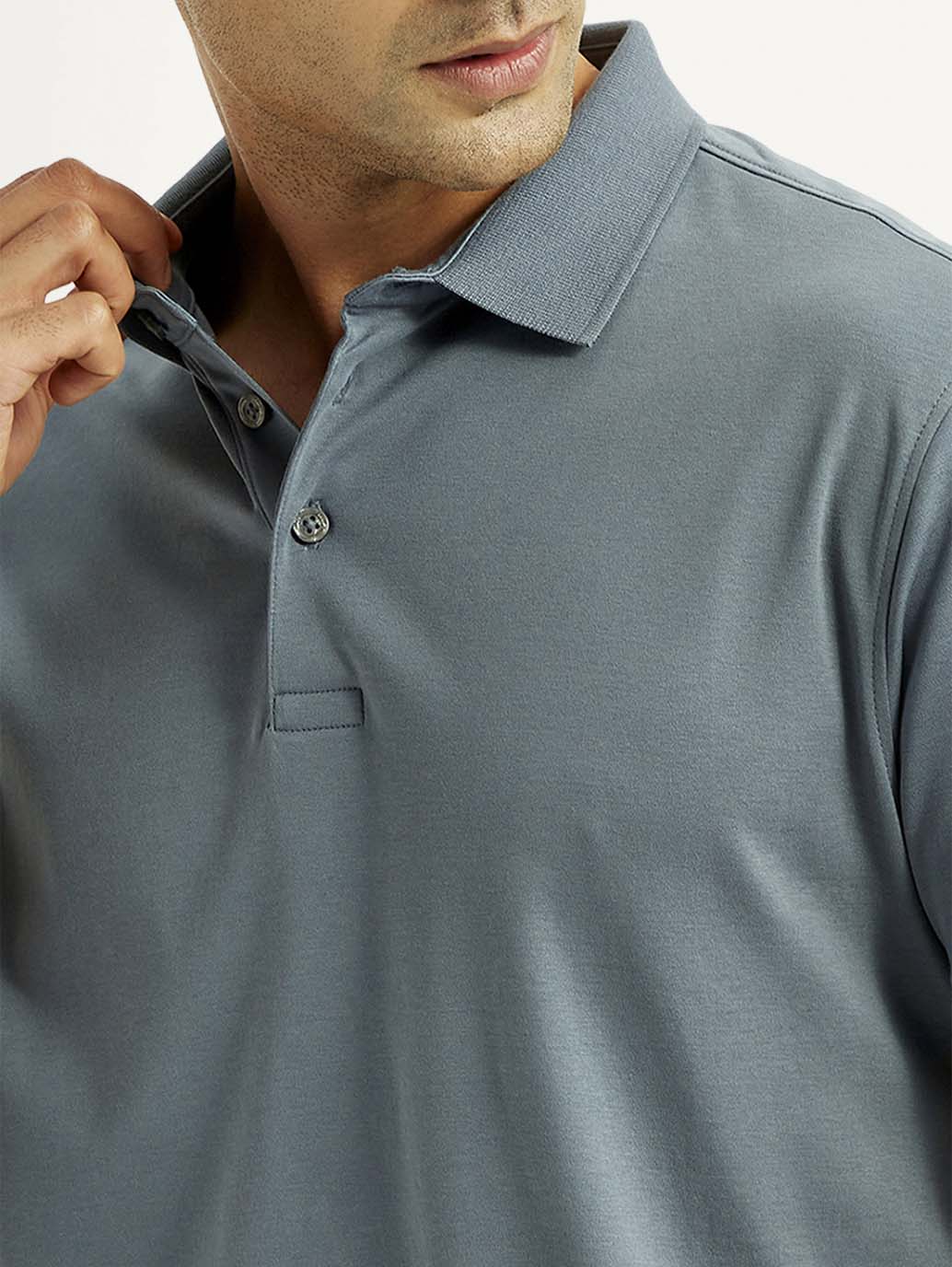 Men's Solid Blue Slim Fit Polo T-shirt