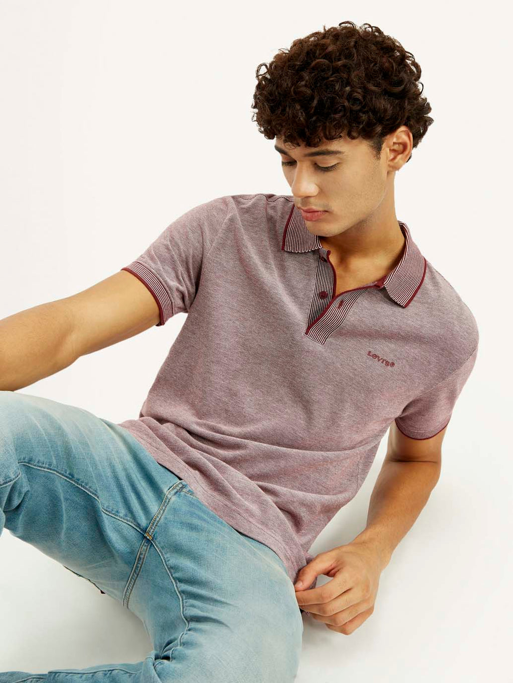 Men's Mauve Slim Fit Polo T-shirt