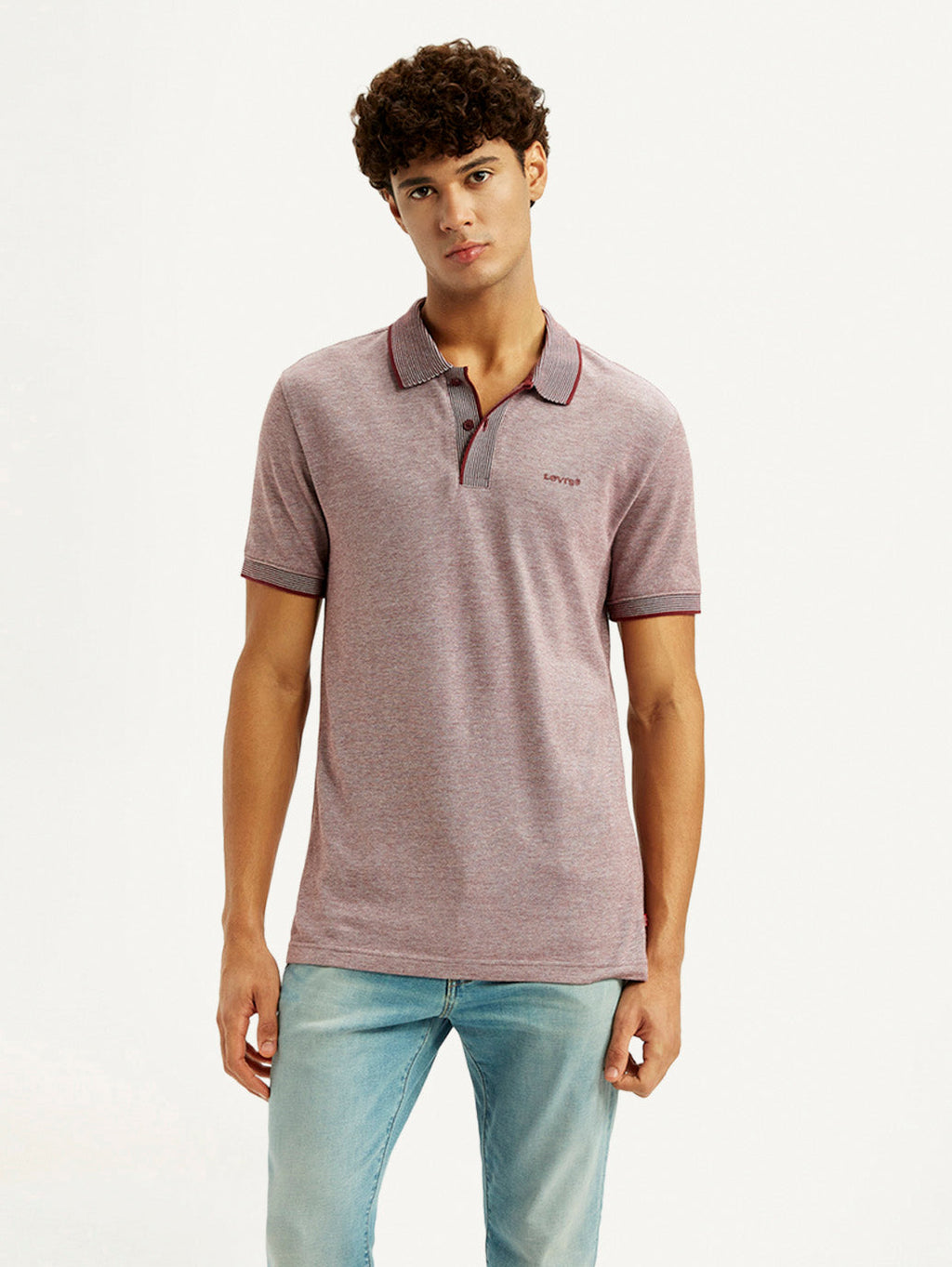Men's Mauve Slim Fit Polo T-shirt