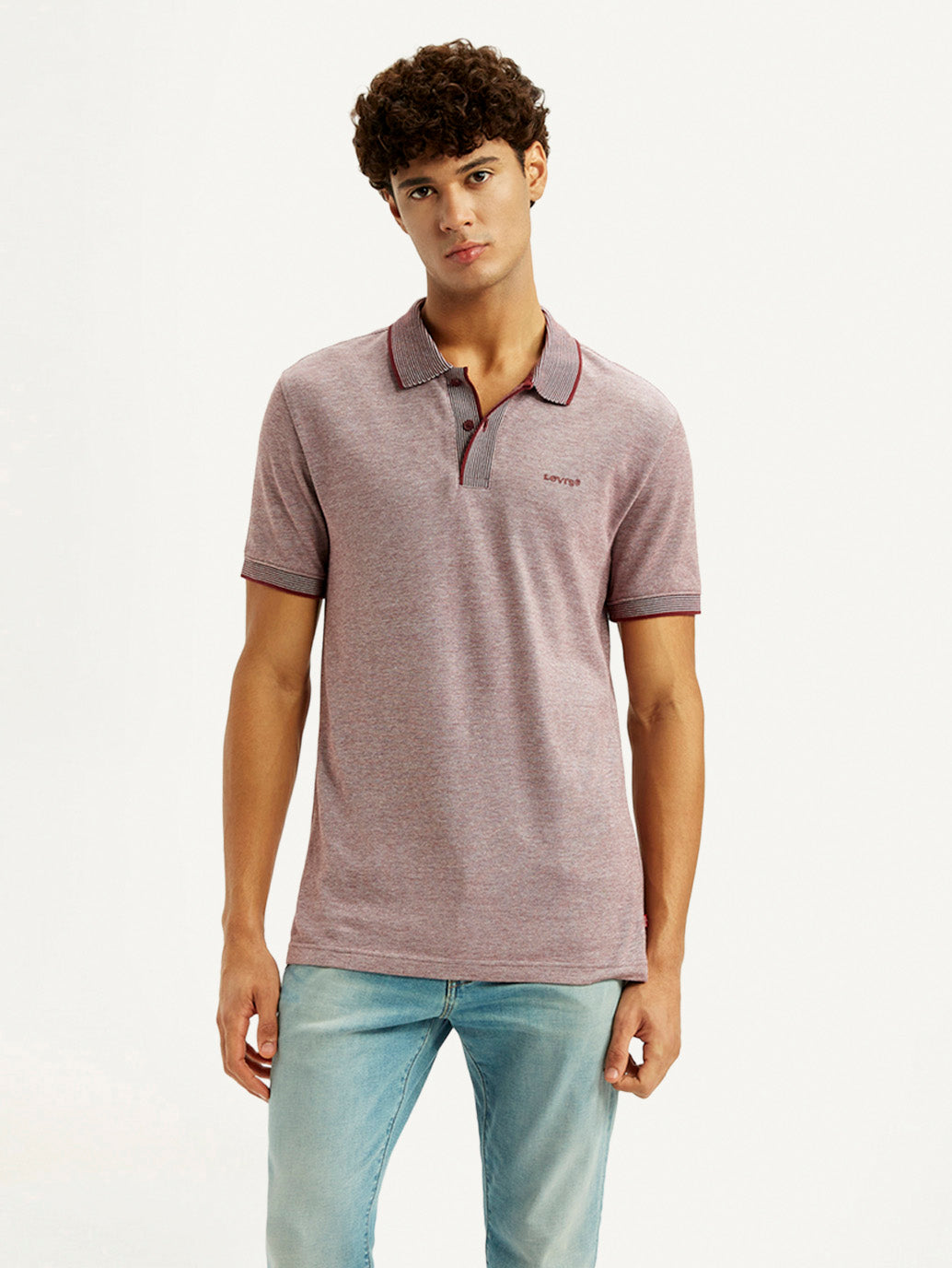 Men's Mauve Slim Fit Polo T-shirt