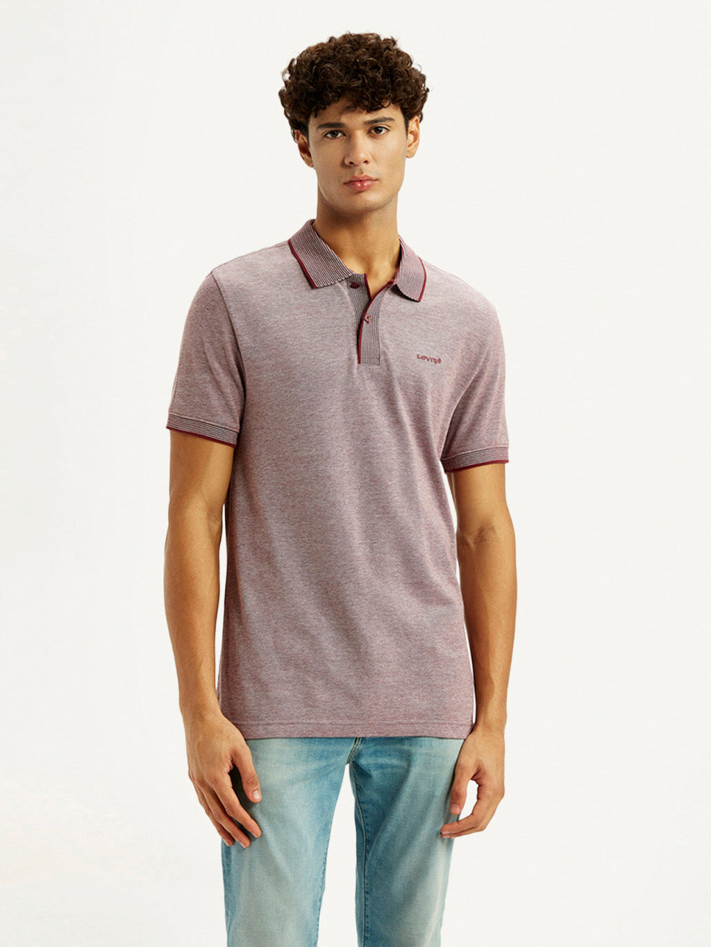 Men's Mauve Slim Fit Polo T-shirt