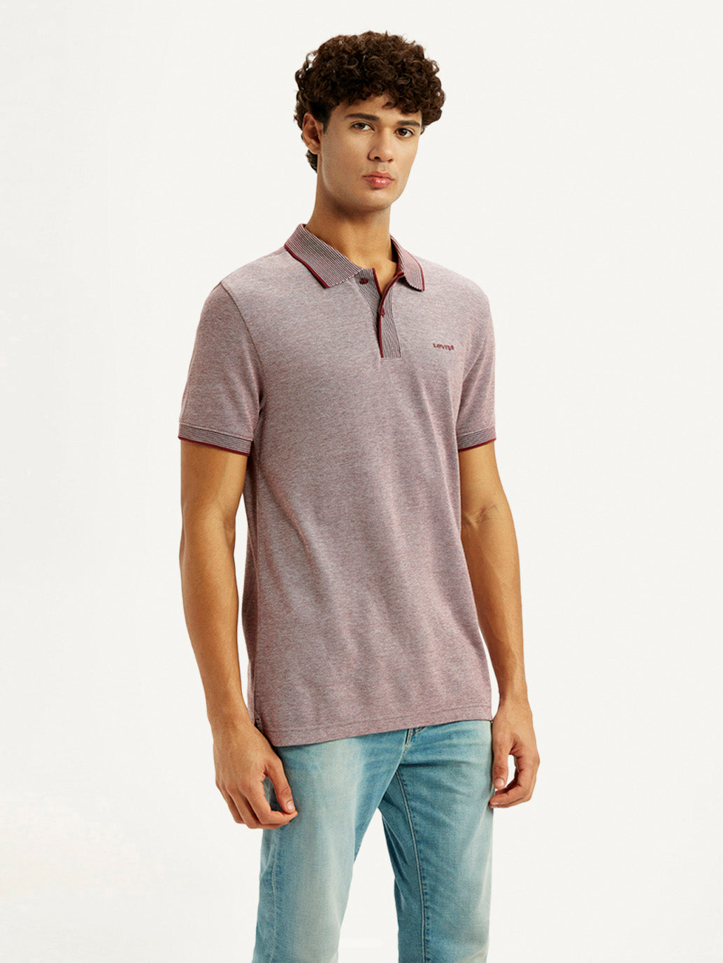 Men's Mauve Slim Fit Polo T-shirt