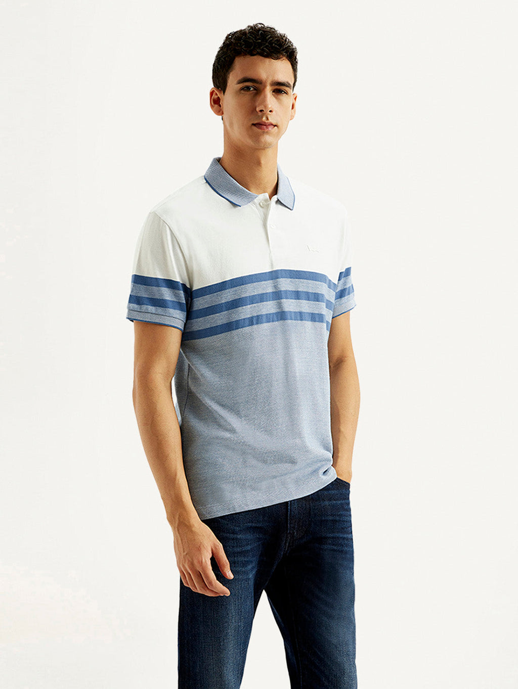 Men's Striped Slim Fit Polo T-shirt