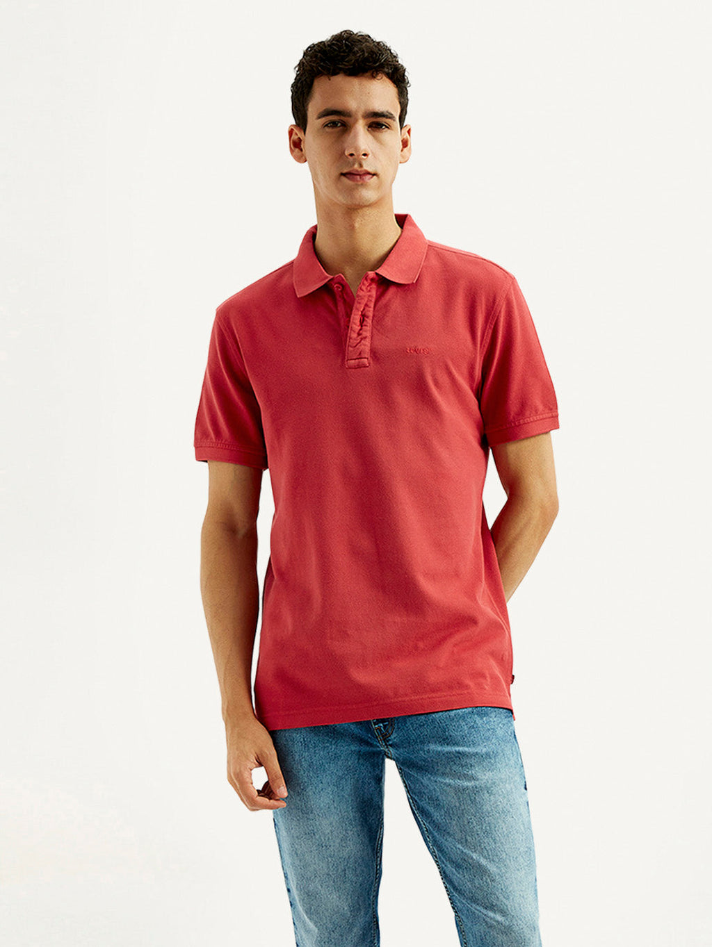 Men's Solid Overdyed Slim Fit Polo T-shirt