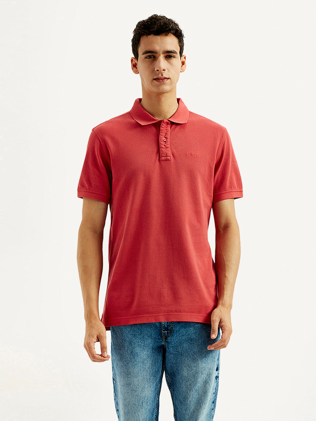 Men's Solid Overdyed Slim Fit Polo T-shirt