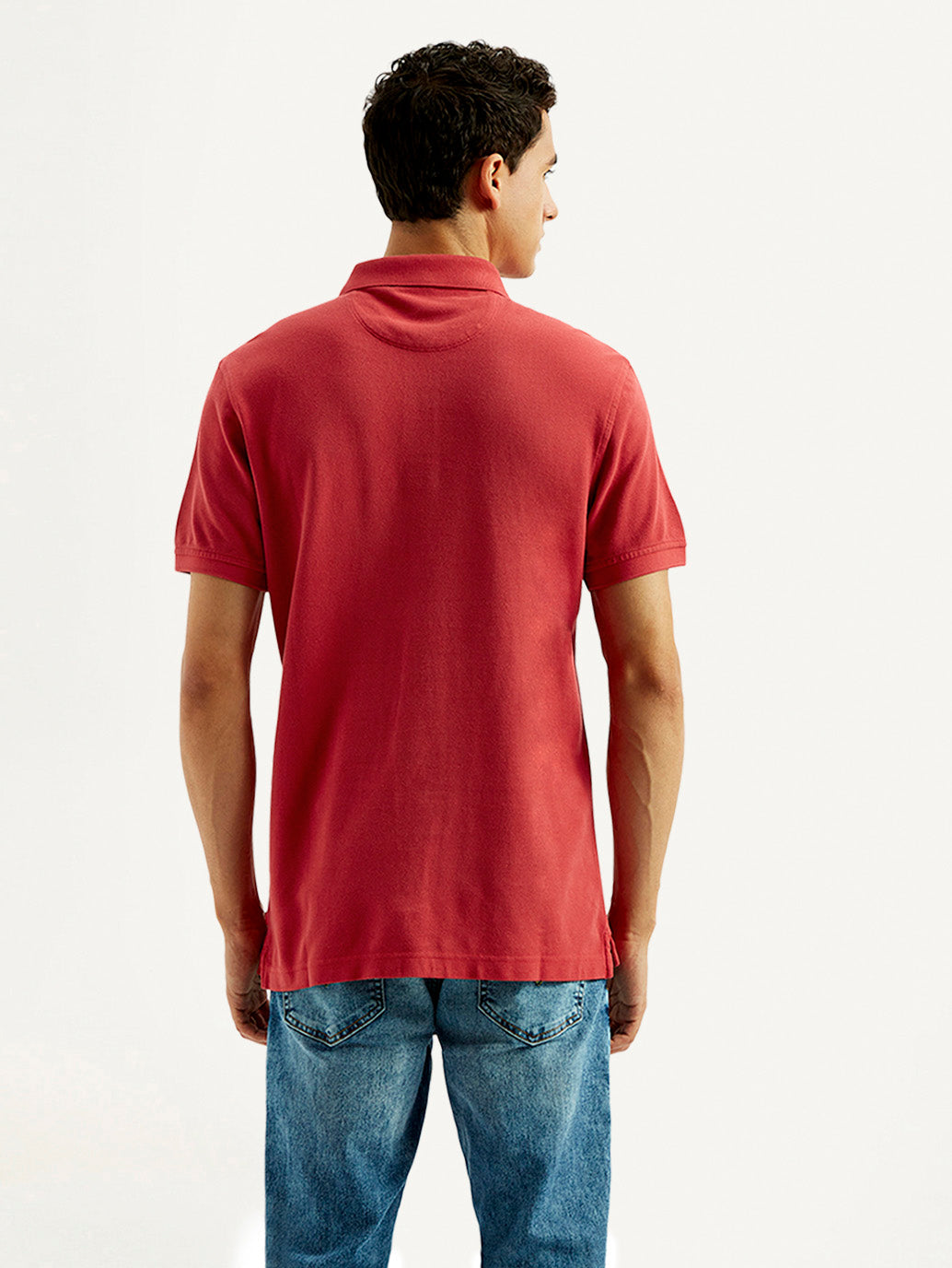 Men's Solid Overdyed Slim Fit Polo T-shirt
