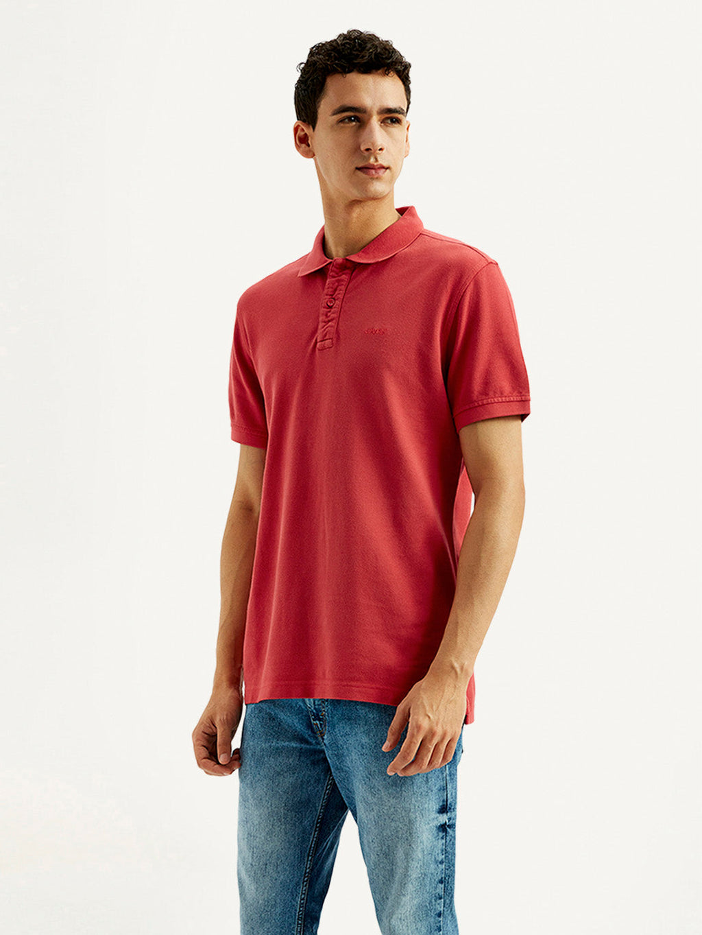 Men's Solid Overdyed Slim Fit Polo T-shirt