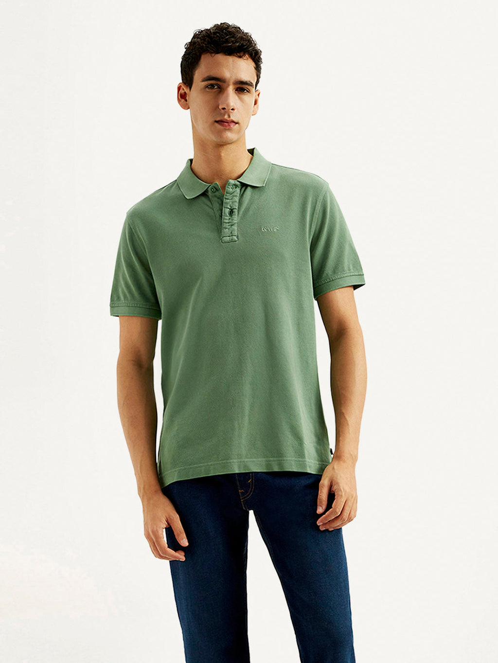 Men's Solid Overdyed Slim Fit Polo T-shirt