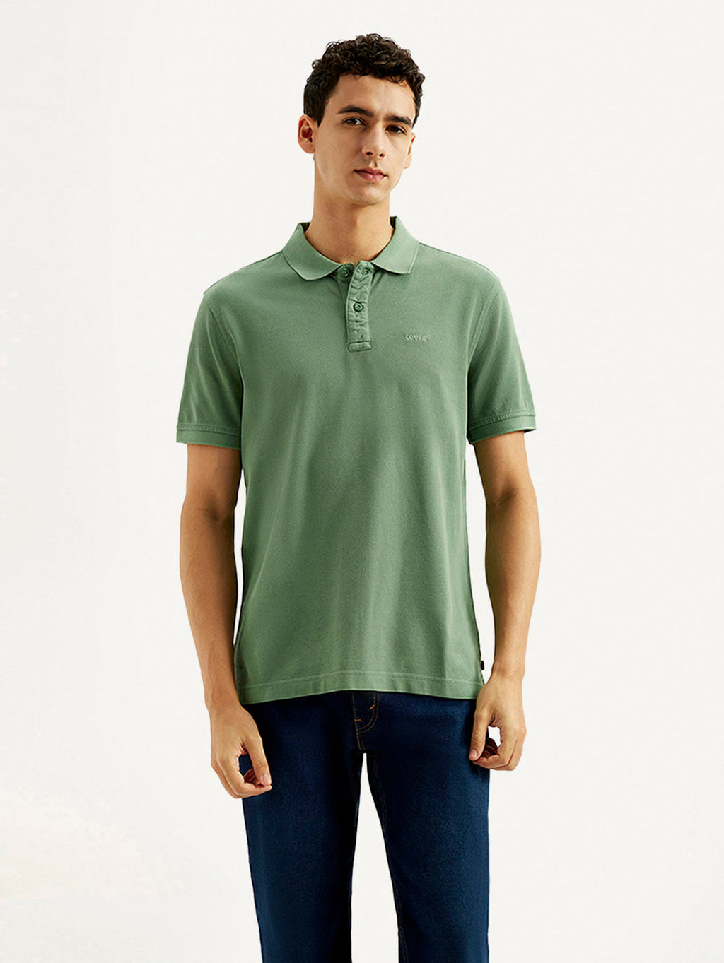 Men's Solid Overdyed Slim Fit Polo T-shirt