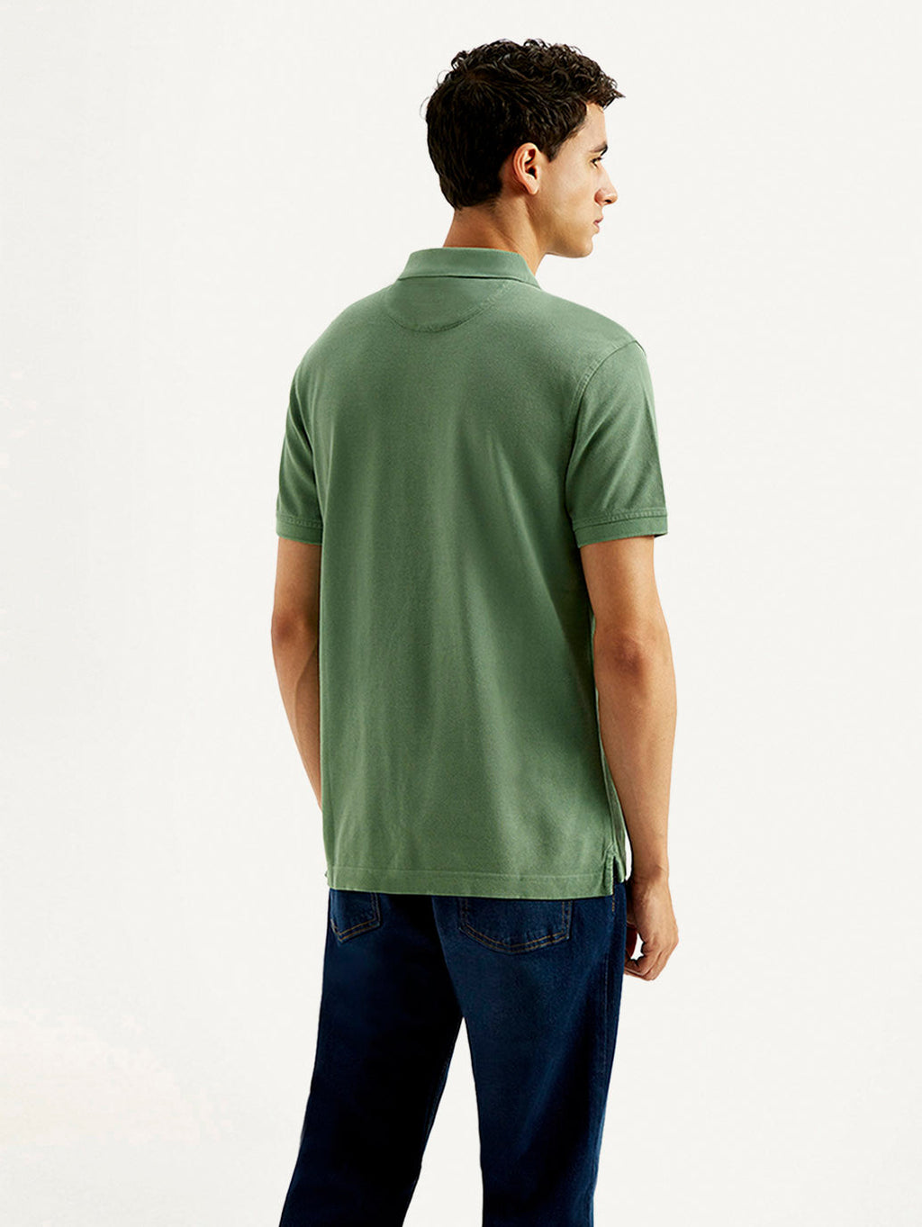 Men's Solid Overdyed Slim Fit Polo T-shirt