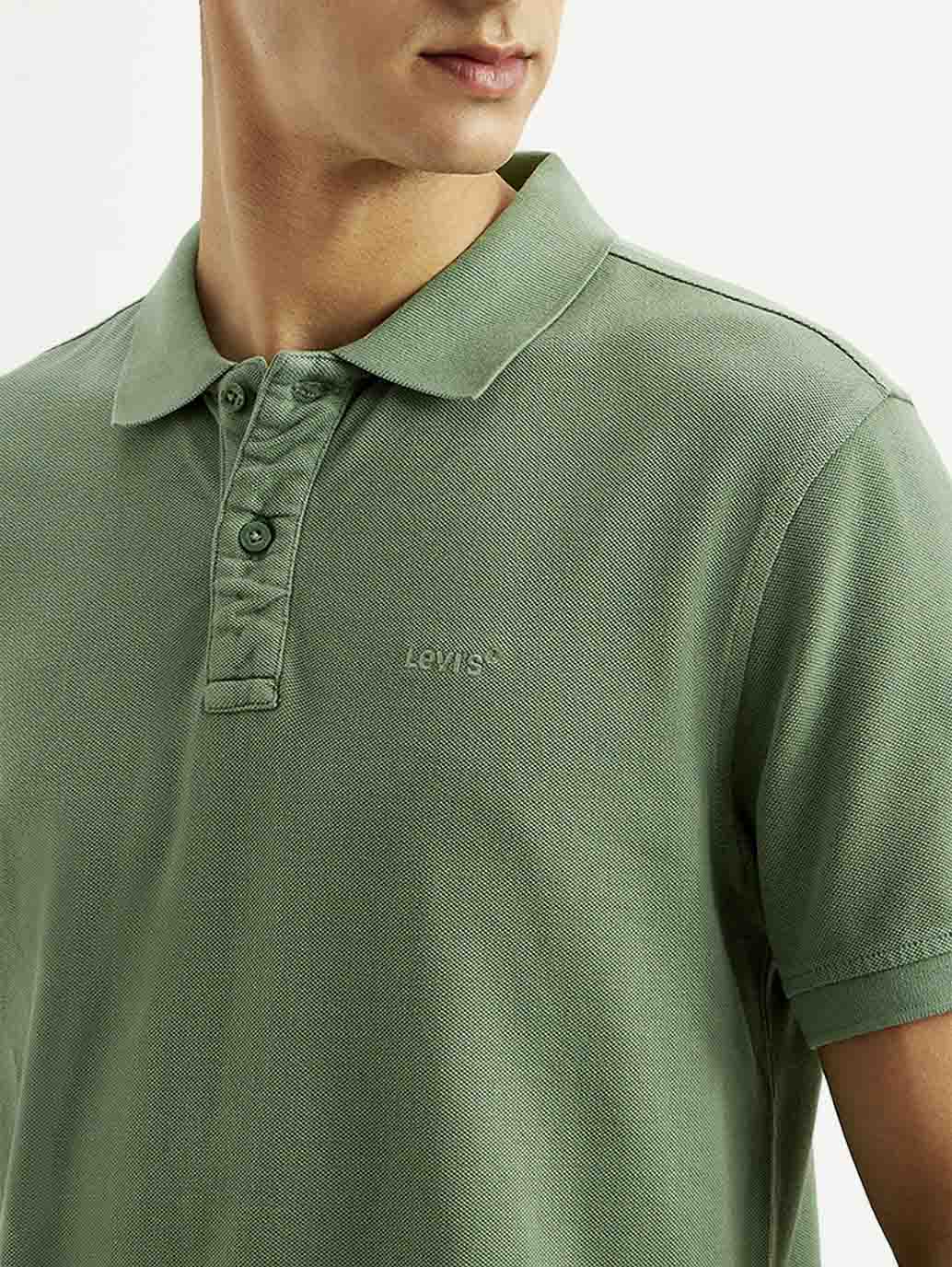 Men's Solid Overdyed Slim Fit Polo T-shirt