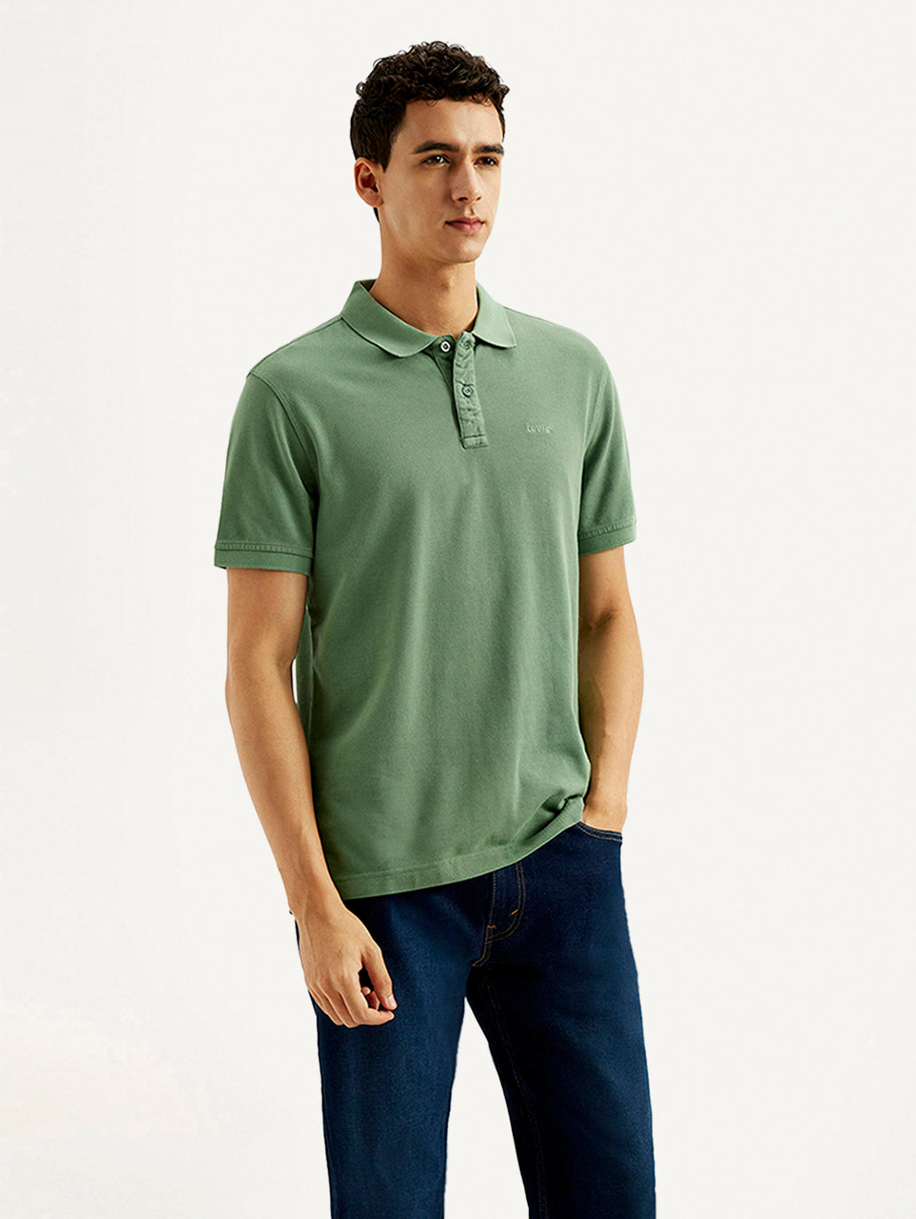 Men's Solid Overdyed Slim Fit Polo T-shirt