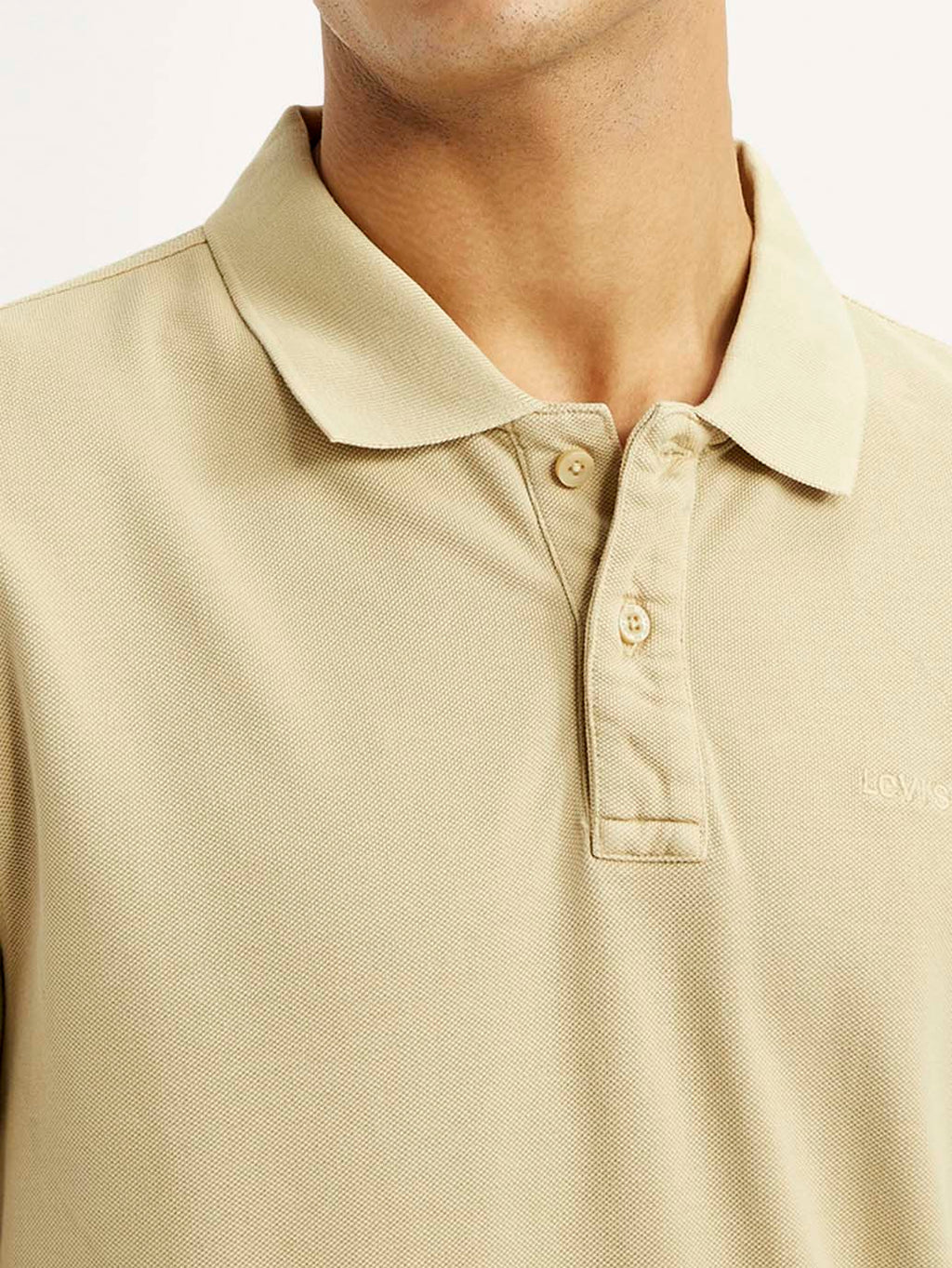Men's Solid Beige Slim Fit Polo T-shirt