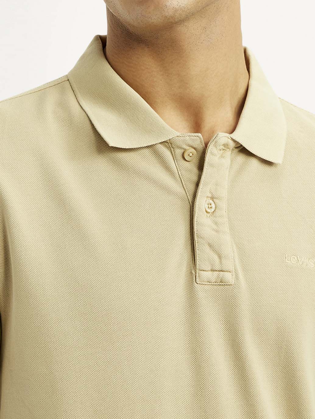 Men's Solid Beige Slim Fit Polo T-shirt