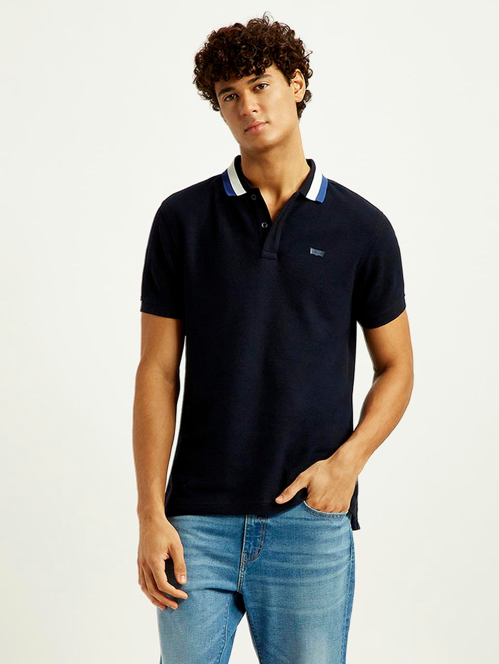 Men's Solid Black Slim Fit Polo T-shirt