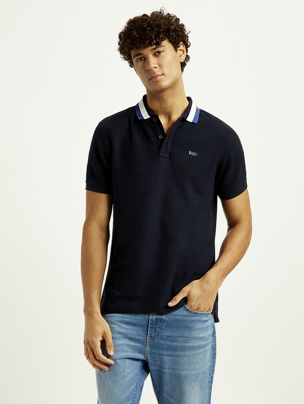 Men's Solid Black Slim Fit Polo T-shirt