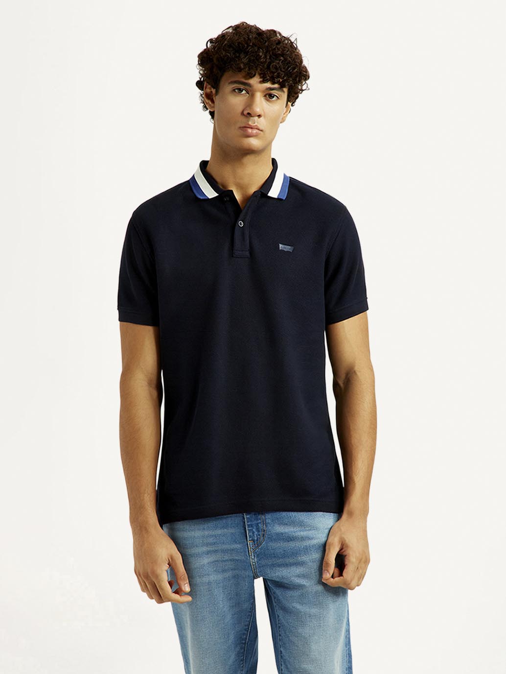 Men's Solid Black Slim Fit Polo T-shirt