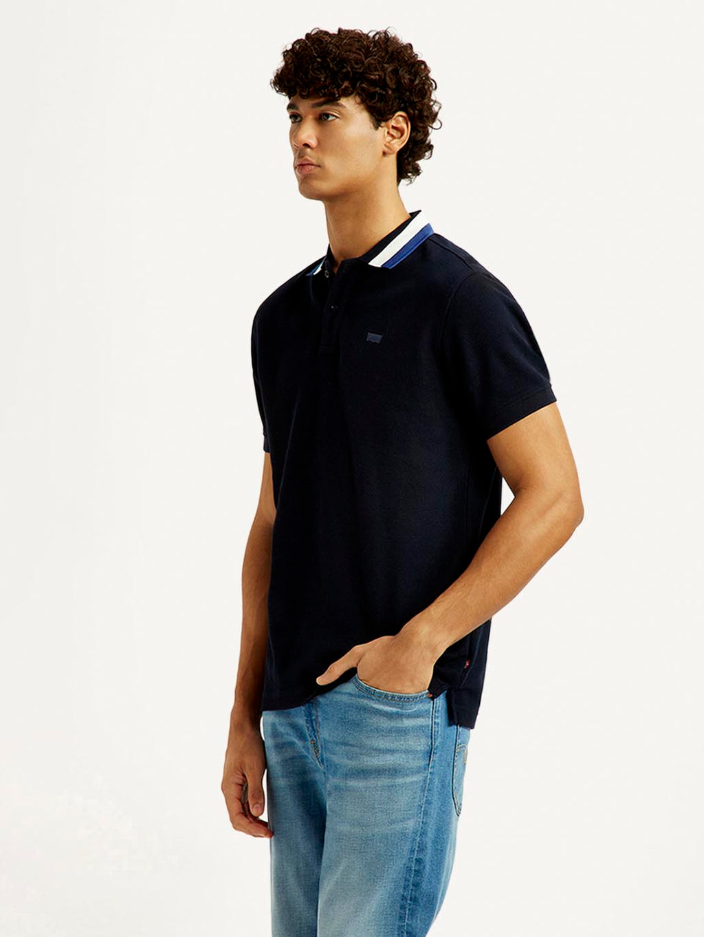 Men's Solid Black Slim Fit Polo T-shirt