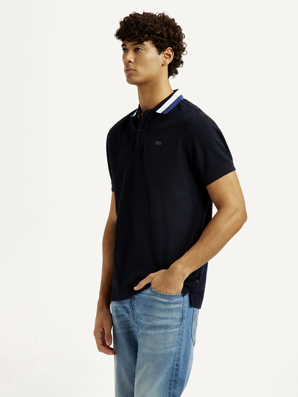 Men's Solid Black Slim Fit Polo T-shirt