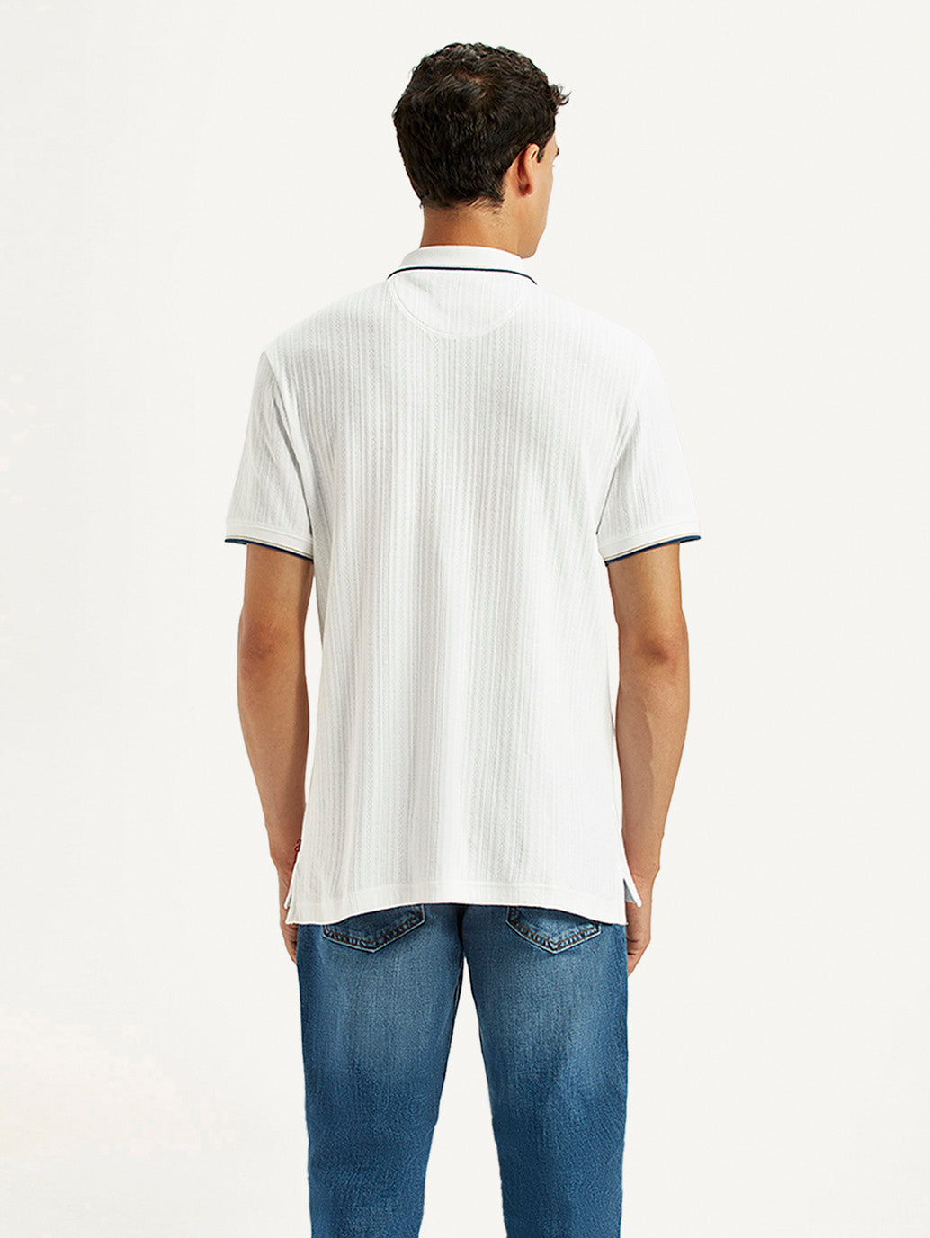 Men's Solid White Slim Fit Polo T-shirt