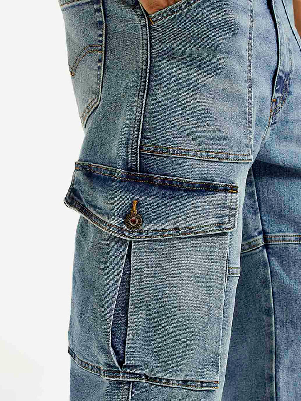 Men's 568 Mid Indigo Loose Fit Mid Rise Cargo Jeans