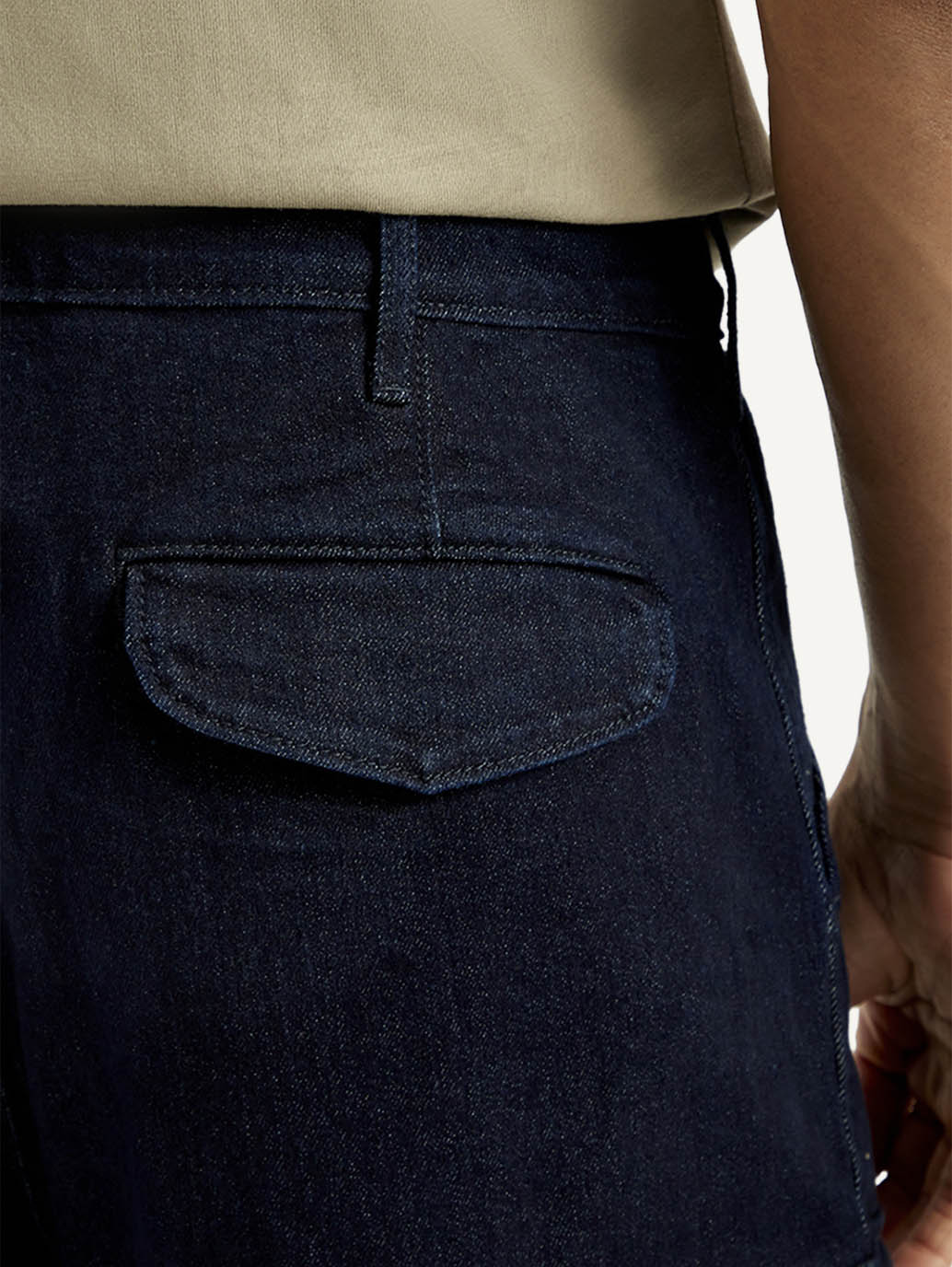 Men's Dark Indigo Tapered Fit Denim Cargo Trousers