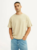 Men's Brand Logo Beige Loose Fit T-shirt