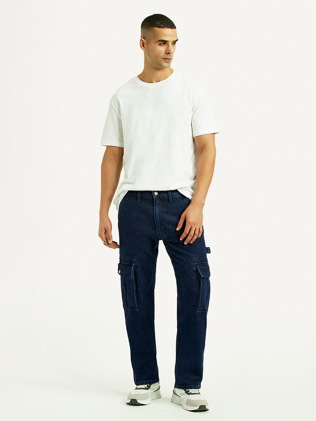 Men's 555 Dark Blue Loose Fit Mid Rise Jeans